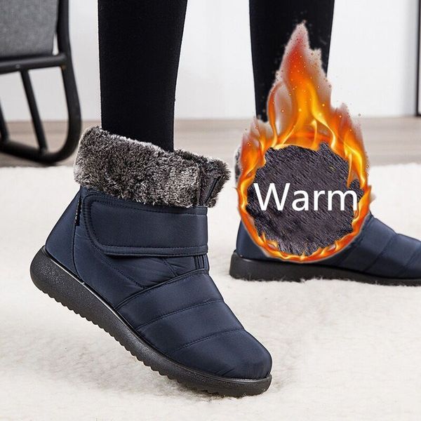 

2021 new women winter snow female plush fur warm down ankle boot waterproof non-slip wee walking short boots plus size cyo9, Black