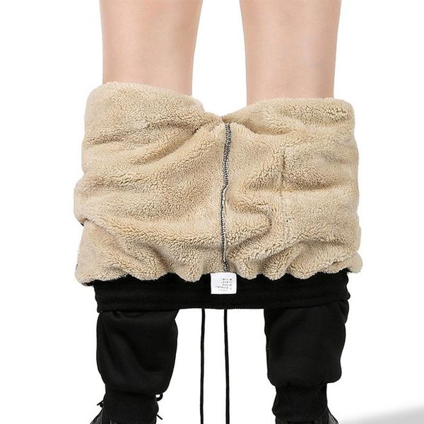 

cashmere men pants winter lambskin warm male casual long pants harem lined fleece trousers autumn sweatpants 6xl, Black
