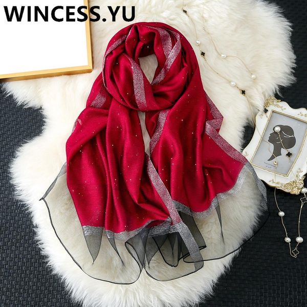 

роскошный дизайнер чистый шелковый шарф женские шелковые бандана хиджаб шарф мода пашмина шали и обертывания для женщин y201024, Blue;gray