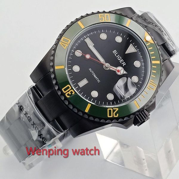 

40mm bliger men's watches luminous series dial pvd case 9 types for you red small second sapphire glass automatic movements, Slivery;brown