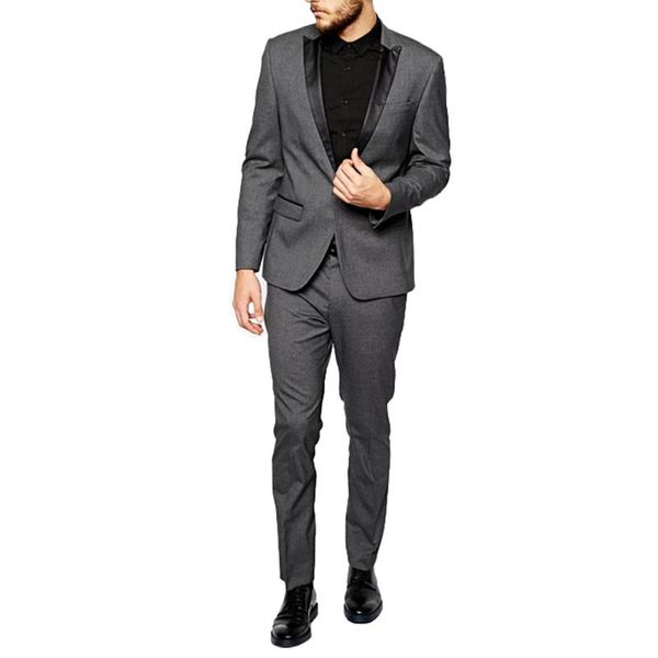 

men's suits & blazers 2 piece 1 button flat collar slim fit business gray for big party custom made latest arrival tuxedo men, White;black