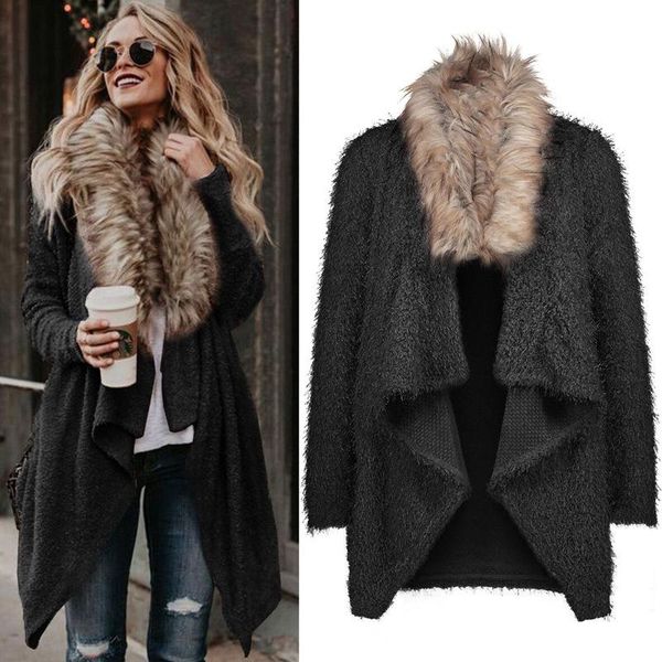 

spring and autumn cardigan, plush windbreaker jacket, Tan;black