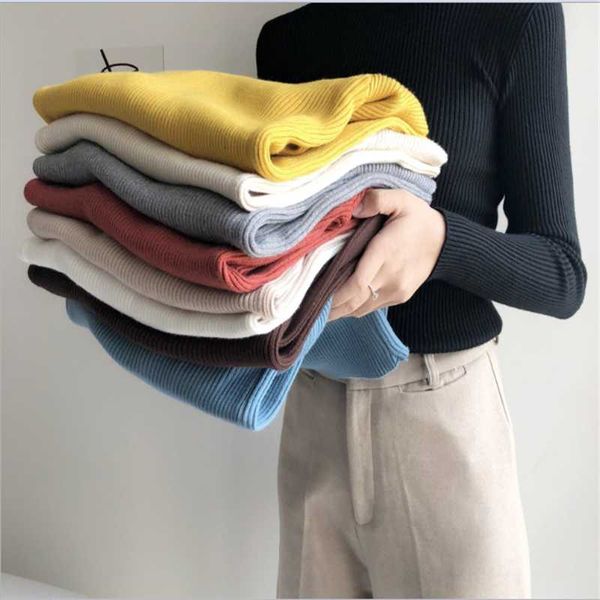 

women's sweaters female turtleneck pullover sweater autumn winter knitted slim fit base warm, White;black