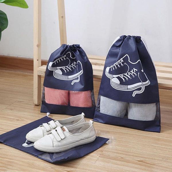 

storage boxes & bins m/l waterproof shoes bag pouch travel non-woven laundry portable drawstring organizer cover