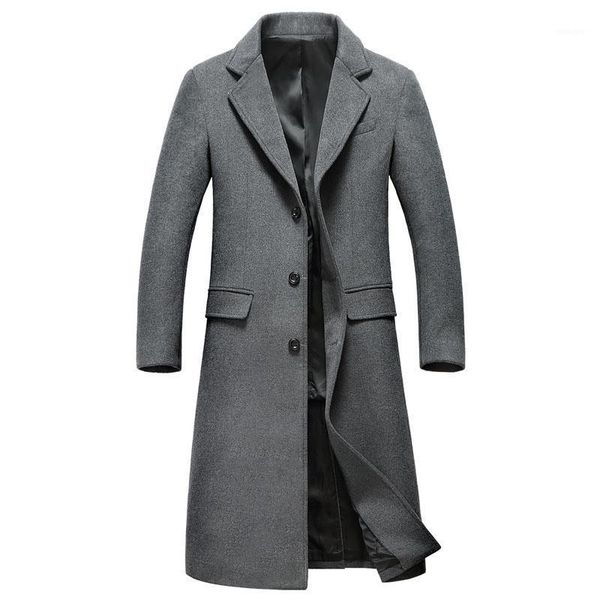 

nice men's casual coats jackets wool outerwear men windbreak winter overcoat men's fashion long style woolen trench coat jacket1, Black