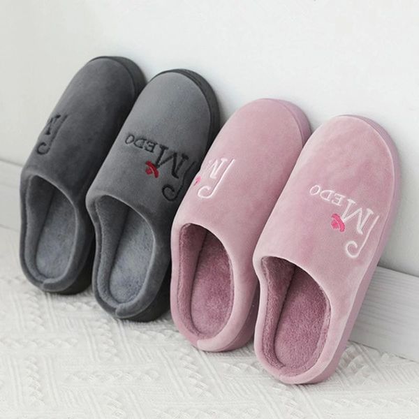 

women indoor slippers warm plush soft bottom lovers home floor slides anti slip winter shoes woman bedroom slipper sh072901 #6s9j, Black