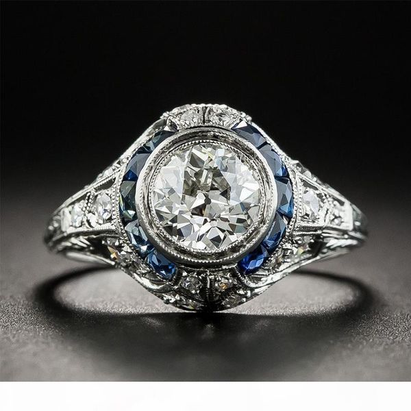 

brand 925 silver sapphire gemstone zircon diamond wedding engagement rings wholesale fine jewelry ring gifts size 6-10, Golden;silver