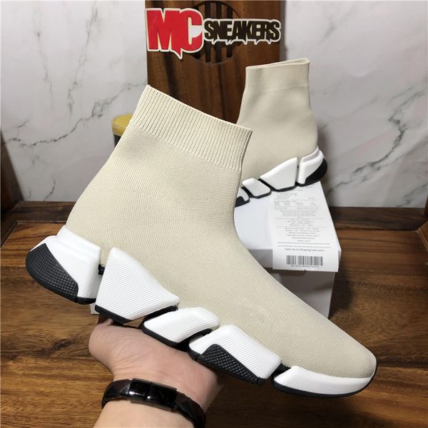 

discount speed trainer black white air cushion casual shoes black neon 2020 logo print fashion socks sneakers 36-45