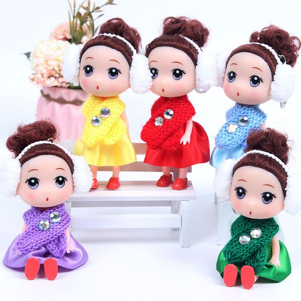 

12cm winter new scarf confused doll hi meng barbie keychain children's new year's day gift for kid & adult