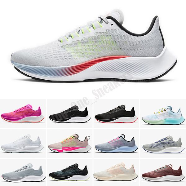 

2021 zoom pegasus knit 37 men women turbo shoes black vast grey white blue hero particle rose trainers sneakers with tag