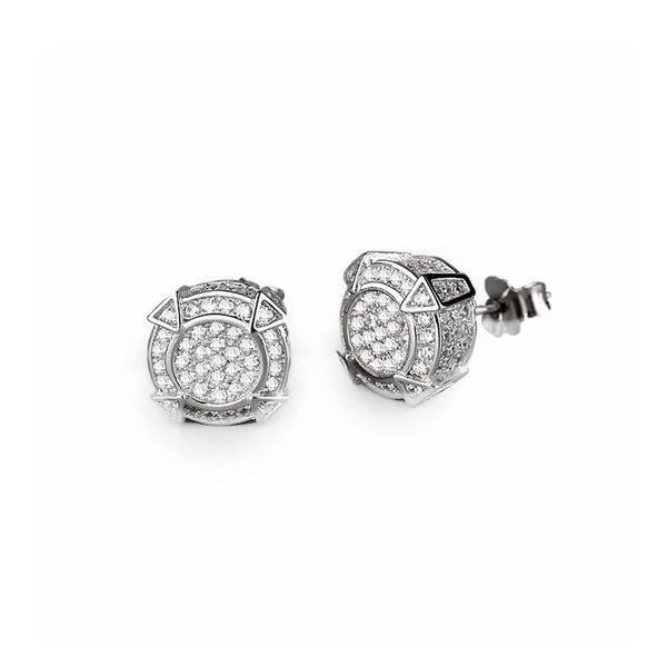 

stud iced earring hiphop sterling silver, Golden;silver