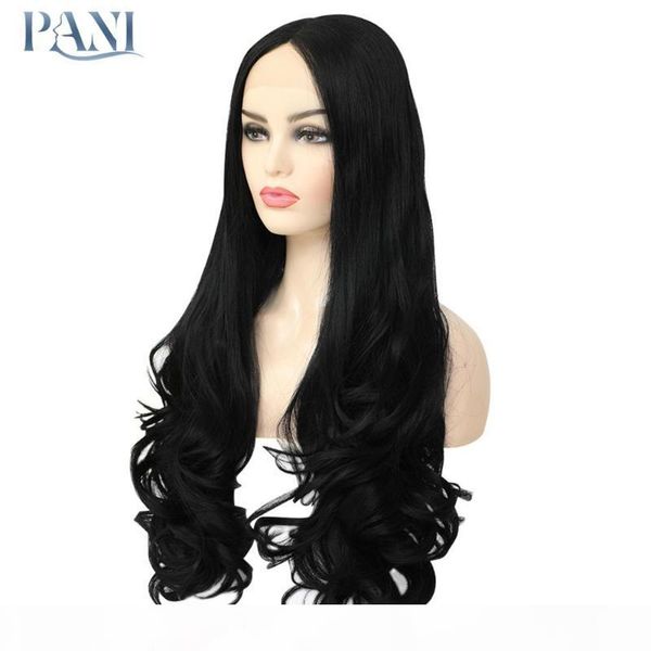 

pani new 2020 black wigs for women wavy synthetic lace front wigs natural hair lace wig include wig cap