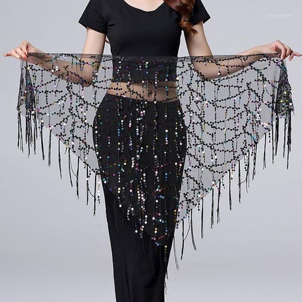 

stage wear fashion women belly dance costumes sequins tassel hip scarf for dancing belt scarf1, Black;red