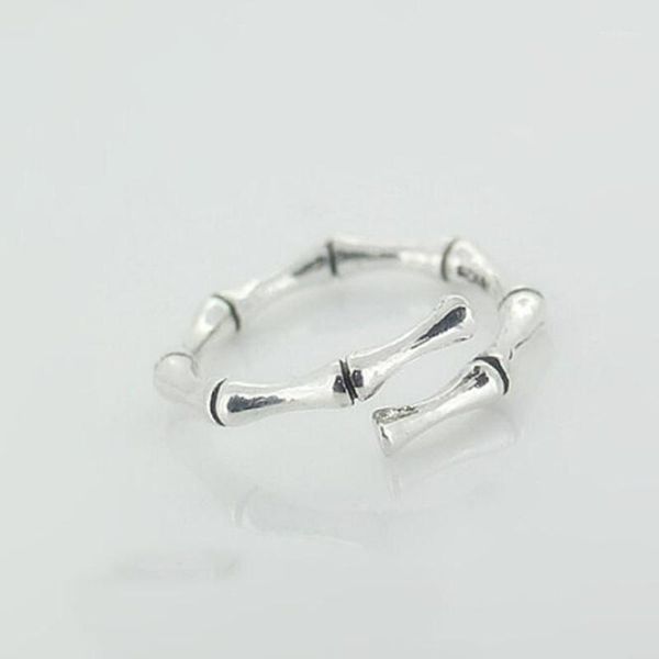 

cluster rings 925 sterling silver jewelry thai simple creative bamboo adjustable personality opening sr1781, Golden;silver