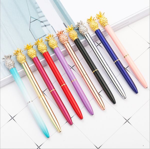 

2021 new designer creative pineapple head metal ballpoint pens fashion luxury pen gift weddingoffice school wrinting tool, Blue;orange