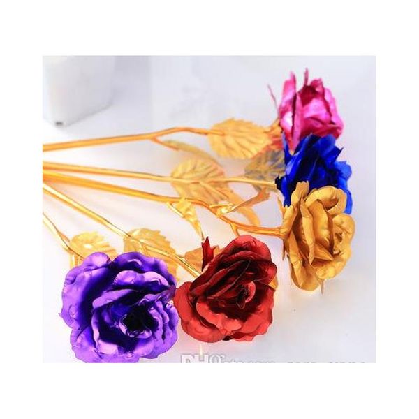 

24k gold foil plated rose flower multi colors artificial flowers for lover valentine day craft lov jllrcv home003