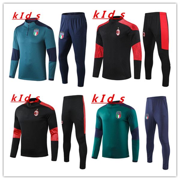 

kids italy training suit 20 21 national team kids 2020 2021 italia tracksuit chandal futbol long sleeve football boys sweater tracksuit, Black