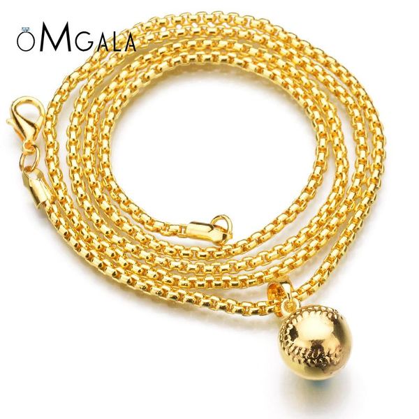 

chains omgala gold color alloy baseball pendant necklace men hip hop long, Silver