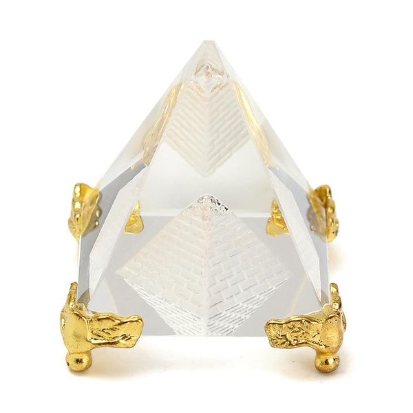 

decorative objects & figurines egypt crystal glass hollow pyramid metal base paperweight fengshui figurine wicca crafts home wedding office