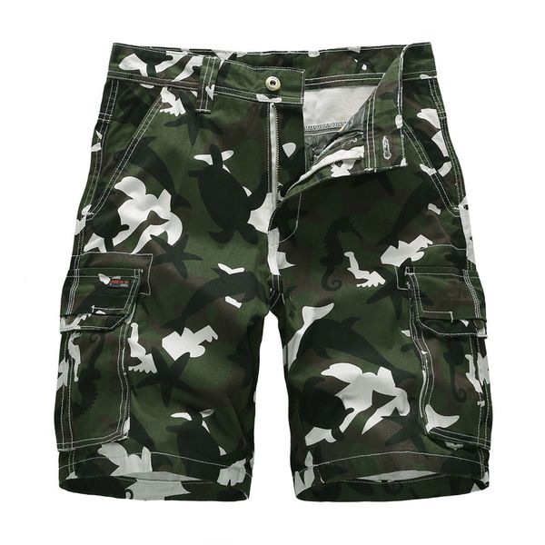 

2020 summer new fashion brand sports men's casual camouflage large pocket tooling shorts, White;black