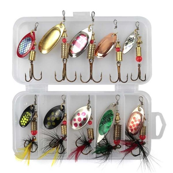 10PCS Bass Trout Spinner Металлическая приманка Морская рыбалка Соленая вода 3G-7.4G Воблер Приманка 220107