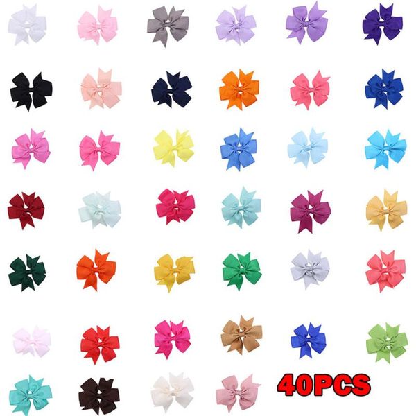 

hair accessories 40pc baby clips set gift hairclip girls sequins bow buckle sweet lovely bowknot hairpin delicate headdress, Slivery;white