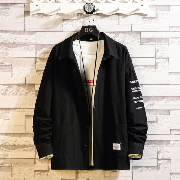 

brand 2021 spring autumn long sleeves new black collar korea style shirt for men's clothes 8wwk, White;black