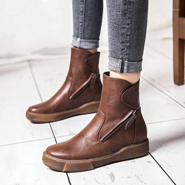 

boots 2021 quality leather large size women fall waterproof non-slip winter warm 35-391, Black