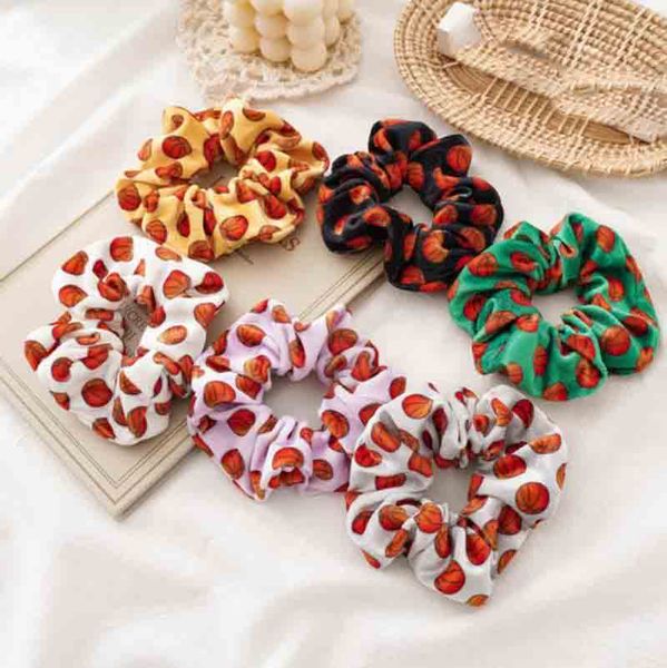 

velvet scrunchies hairbands sports printed hair ties rope women elastic ponytail holder fitness girls hair accessories 6 colors, Slivery;white