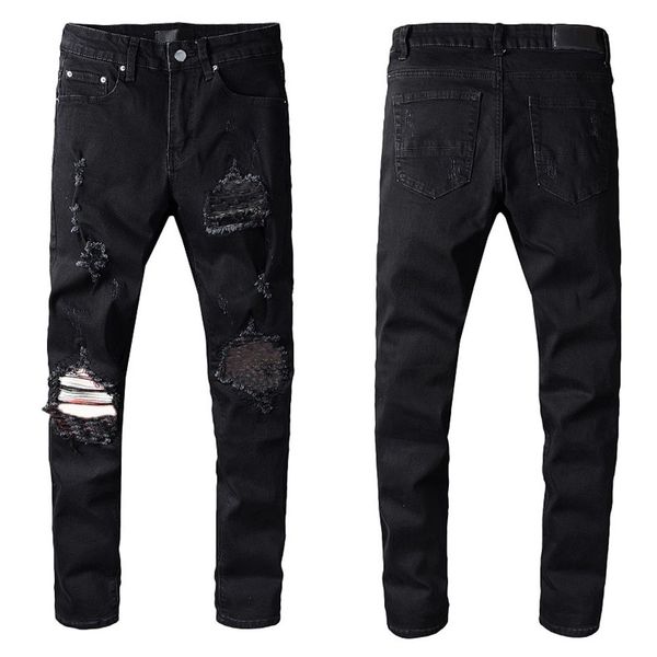 

mens jeans classic hip hop pants stylist jeans distressed ripped biker jean slim fit motorcycle denim jeans 4015, Blue