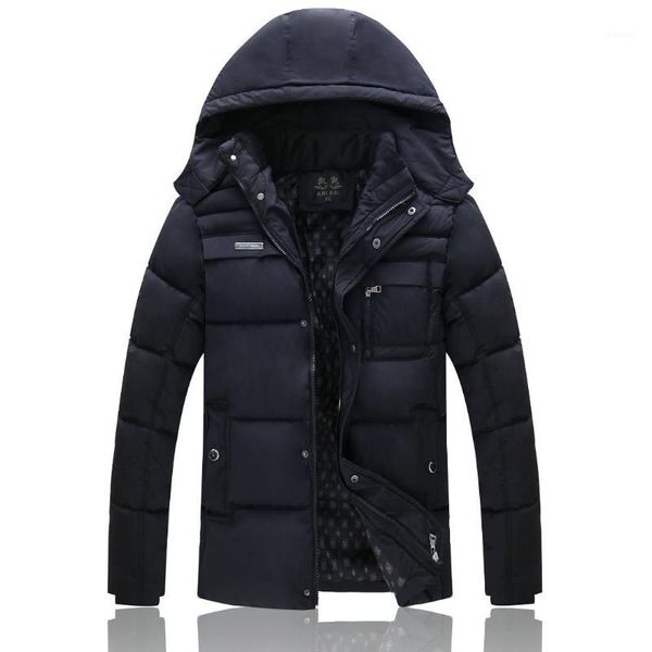 

men's cotton-padded clothes new style autumn and winter cotton-padded jacket detachable cap casual fashion thick men's1, Black