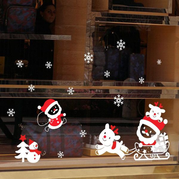 

wall stickers santa claus electrostatic snowflake for shop glass window christmas decorative design decals home decor