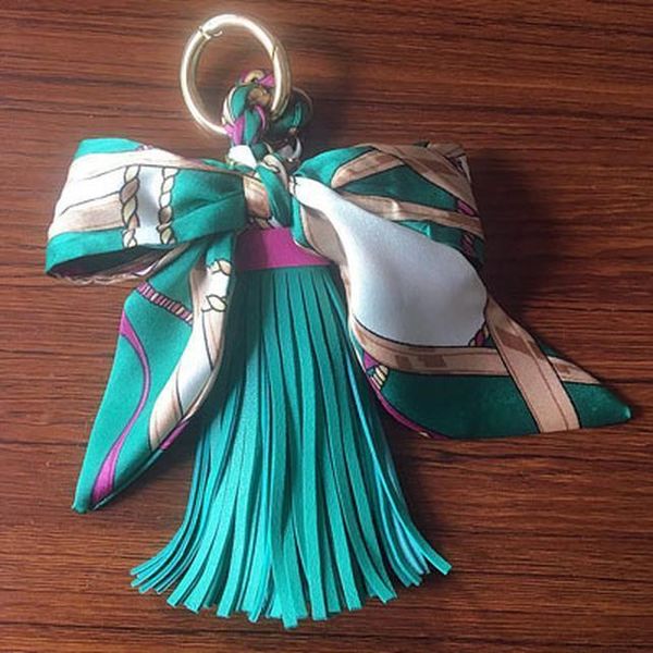 

fashion bow knot key chain with leather tassels key ring holder for women jewelry pendant neh811 h bbywoa