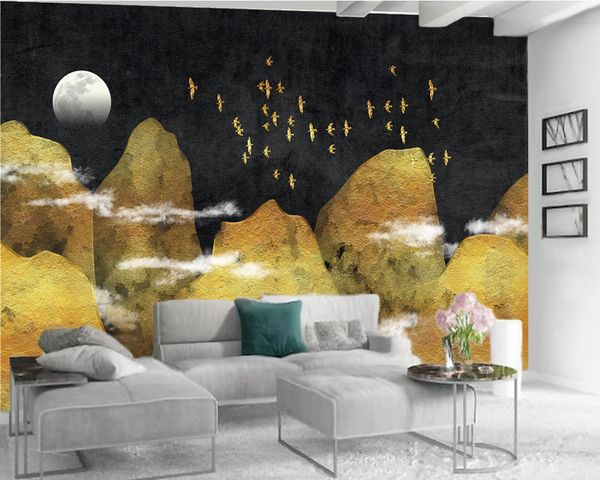 Wallpaper 3D para Paredes de luxo Bela Paisagem de Ouro Sala Quarto Wallcovering HD 3D Wallpaper