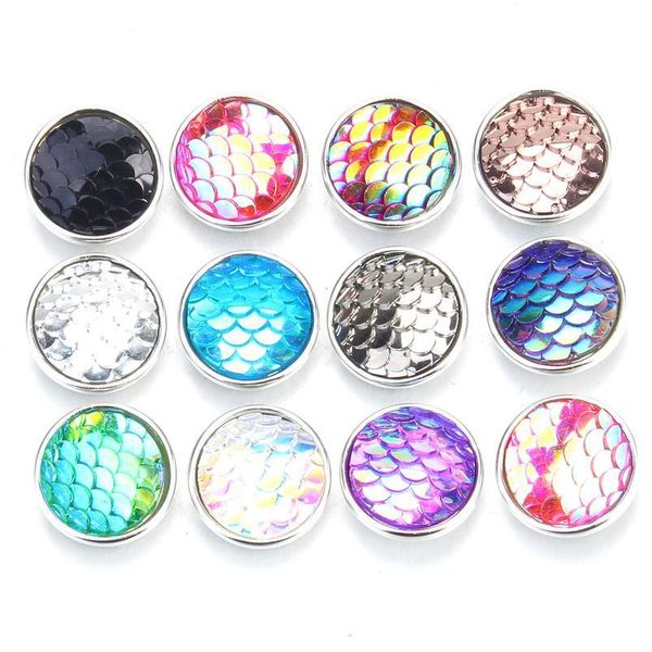 

10pcs/lot new snap button jewelry mixed style fish scales resin snap buttons fit snap bracelet bangles button bbyngy
