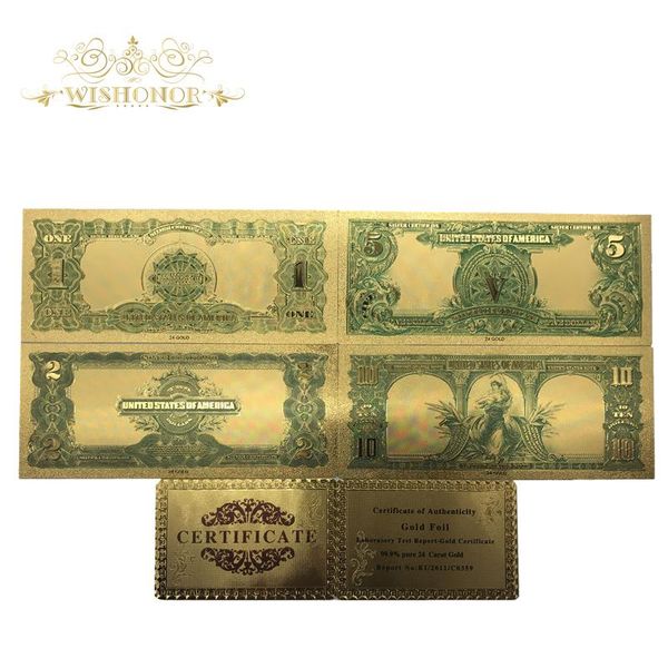 

5pcs lot 24k colour rare 1899 1901 edition america gold banknote set paper money in 24k plated gold paper collection wmtnxh