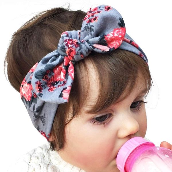 

hair accessories 1 pcs soft kids girl print flower hat hairband cap stretch turban knot headband headwear band, Slivery;white