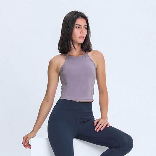 

new simple high tie chest pad short yoga vest women outdoor fitness and leisure skin-friendly nude sports underwear, White;red