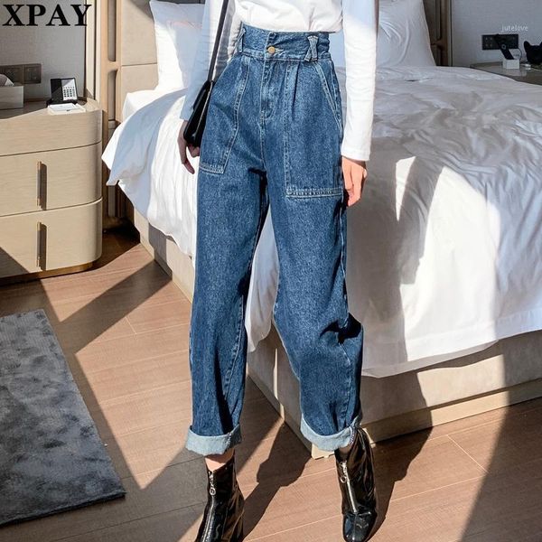 

high waist fashion loose straight straight jeans women 2020 summer spring casual fresh office lady denim trousers wide leg jeans1, Blue