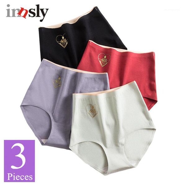 

women's panties 3 pieces/set women high waist slim female big size seamless underwear cotton briefsbreathable health lingerie1, Black;pink
