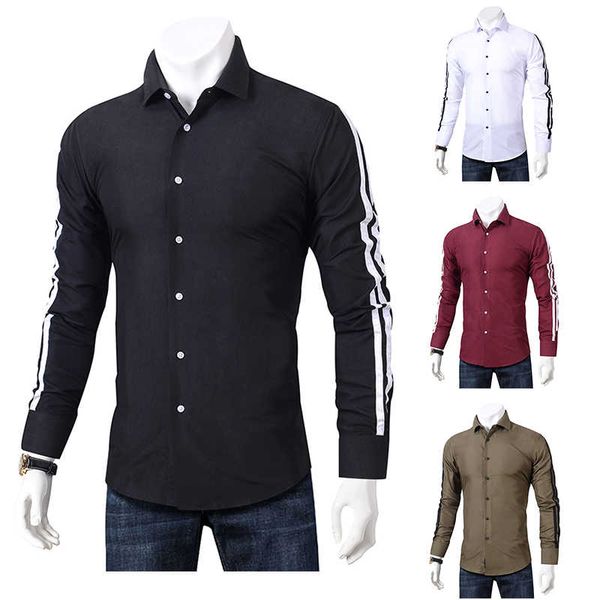 

2019 fashion long sleeve slim fit men's button-down casual shirt formal shirts men clothes camisa, White;black