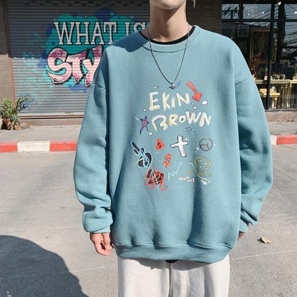 

autumn oversize printed men man 2020 streetwear new men's sweatshirts graffiti casual hoodies pullovers ojvlm, Black