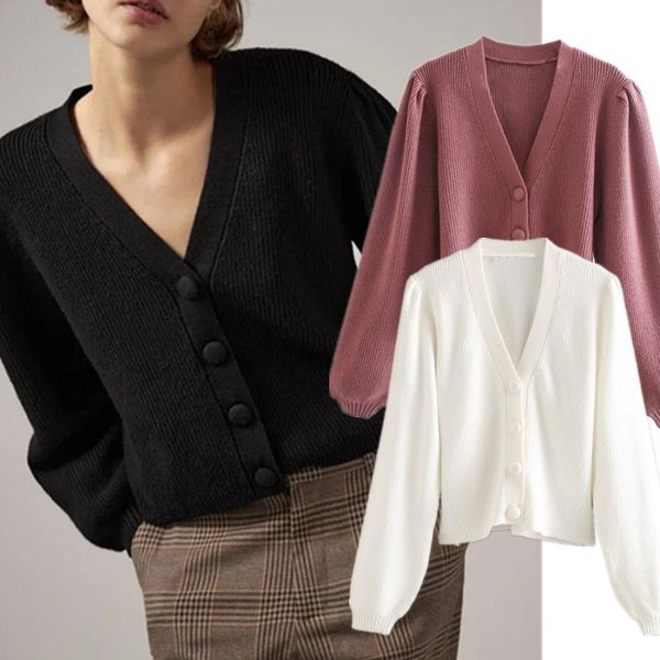 

withered 2020 england style simple solid single breasted winter sweaters women rib knitted cardigans jacket women sweaters, White