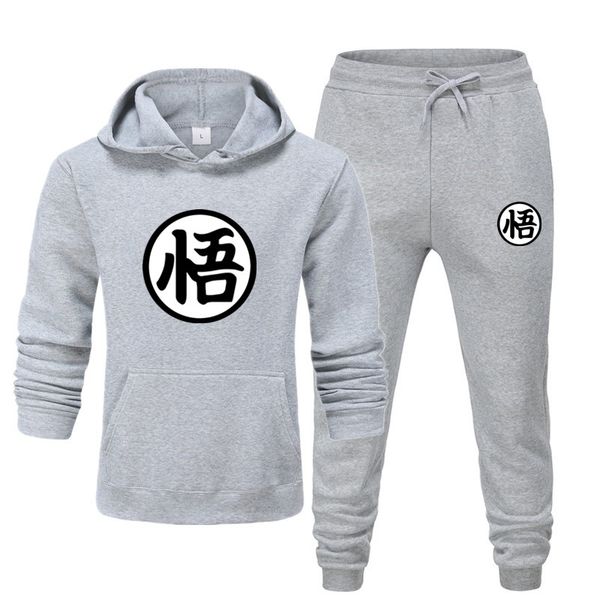 

casual hoodies tracksuits solid 2 piece men set lace up hooded jacket sweatshirt drawstring pants mens sportwear suits outdoor kg-164, Black
