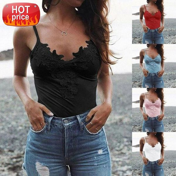 

2019 brand new women's summer t-shirt vest strappy slim fit floral tank blouse basic tee shirt halter party night #vd8r, White