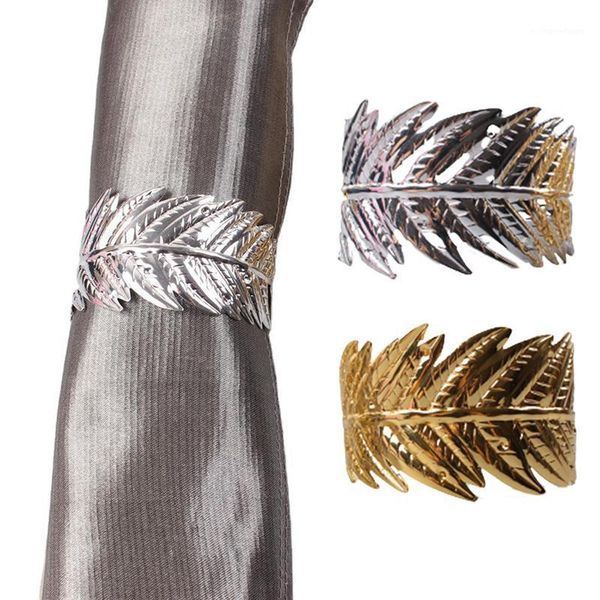 

1pc new western restaurant napkin ring plating towel buckle l table decora creative alloy silver feather napkin buckle1