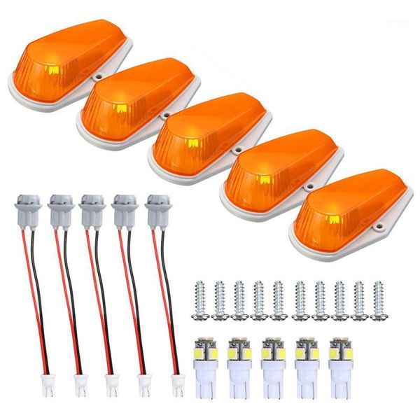 

5pcs car cab roof marker lights clearance for truck suv t10 running lamps lens lamp amber car external lights1