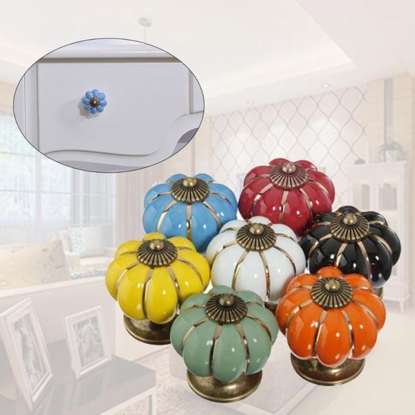 

retro hardware vintage pumpkin furniture handle door knobs furniture drawer cupboard kitchen pull handle ceramic cabinet handles1