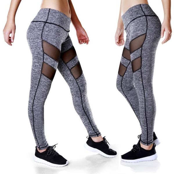 

large size womens outdoor fitness sports tight pants slim stretch yoga running quick drying breathable mesh yarn kg-174, White;red