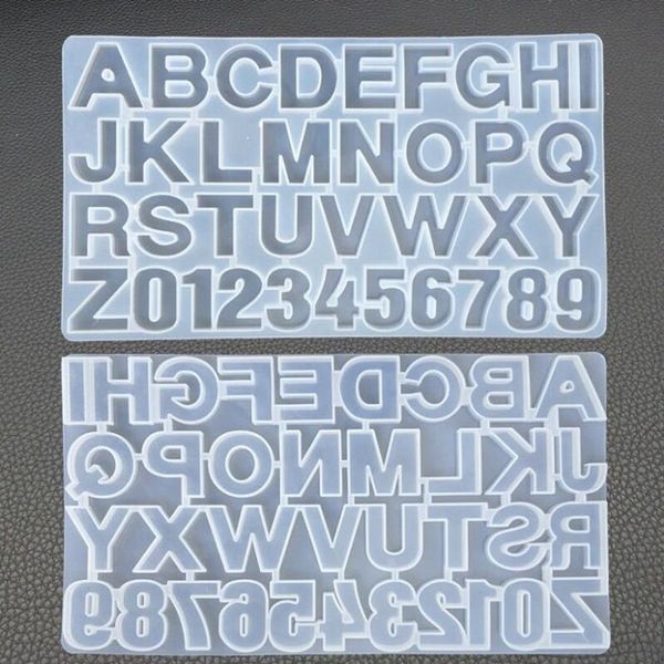 DIY letra moldes de silicone resina moldes alfabeto número de silicone moldes para fazer keychain pingente jóias de açúcar bolo artesanato molde de fundição